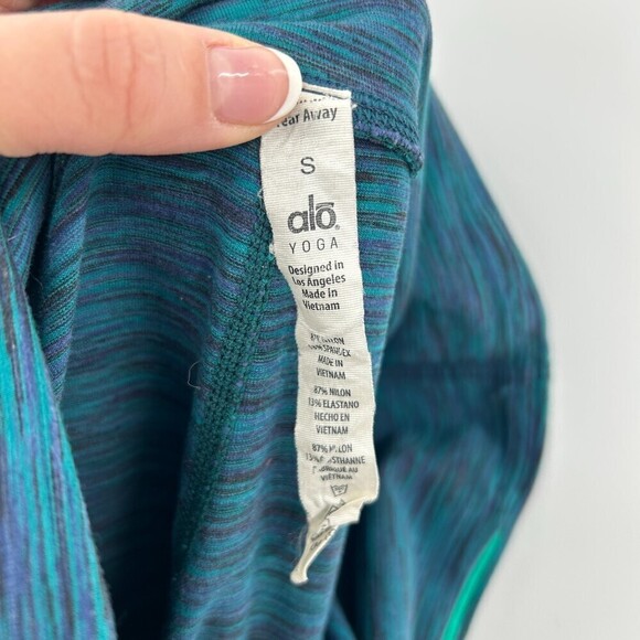 ALO Yoga Teal Green Space Dye Cropped Workout Atheletic Leggings Size Small - Picture 4 of 4